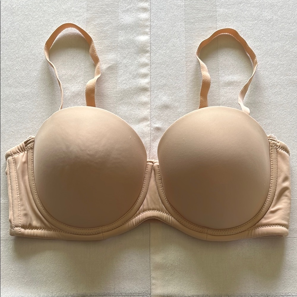 Q-T Intimates Woman’s Molded Strapless Convertible Nude Bra 38B